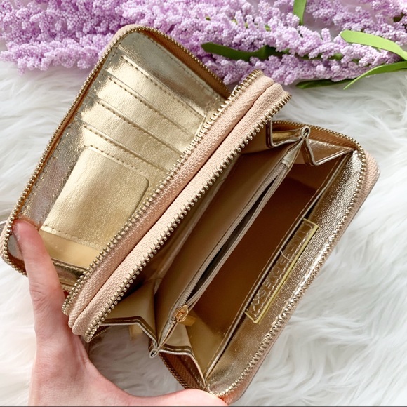Gold double zipper clutch wallet - Picture 4 of 8